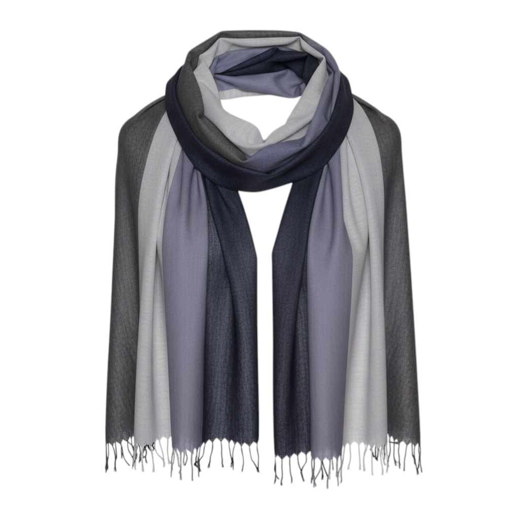 Striped Shades Of Grey Wool Stole